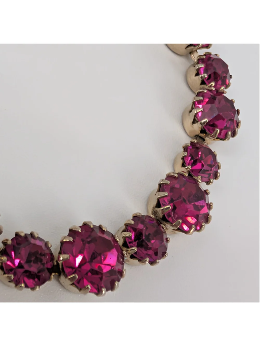 Vintage Albert WEISS Fuchsia Pink Rhinestone Bracelet Gold Tone 1950s 60s Signed